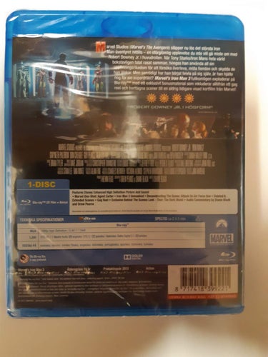 Blu-ray Iron Man 3 Marvel Robert Downey Jr Gwyneth Paltrow Svensk text INPLASTAD