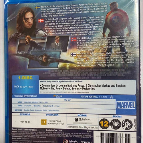 Blu-ray Captain America The Winter Soldier Marvel INPLASTAD