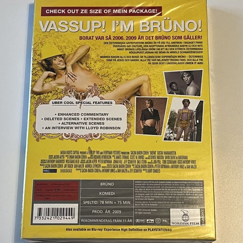 Brüno (Sacha Baron Cohen, 2009). Inplastad DVD
