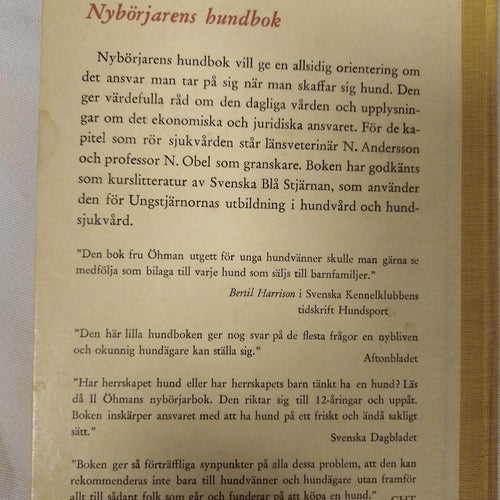 Nybörjarens hundbok av il Öhman, bok. Very Fine