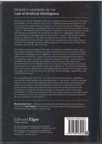 Research Handbook on the Law of Artificial Intelligence / Woodrow Barfield m.fl.
