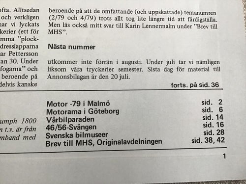 MOTORHISTORISKT MAGASIN NR 6-7 1979 SVENSKA BILMUSEUMER,MOTORAMA GÖTEBORG
