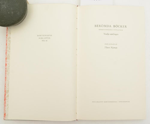 Berömda böcker : bokhistoriska uppsatser. Tredje samlingen / Nyman, Thure, 1899-