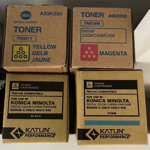 Konica Minolta Toner TN321Y, TN514M, TN514K, TN514C för Bizhub-C 458/558/658