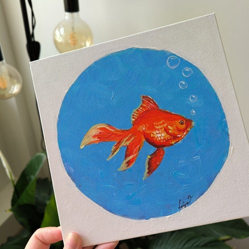 Tavla | Guldfisk | Akryl | Original by LelyaHeart.ART