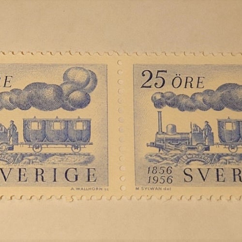 Järnvägen 1956, par 25 öre F: 484 BB Postfriskt