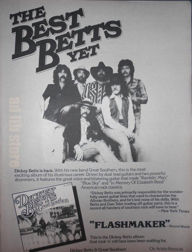 DICKEY BETTS - FLASHMAKER, TIDNINGSANNONS 1977