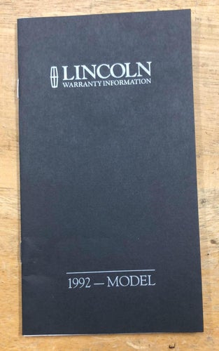 1992-Model Lincoln Warranty Information