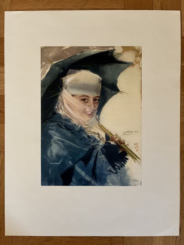 Anders Zorn, litografiskt tryck efter akvarell fr 1952! ”En Morisk skönhet”