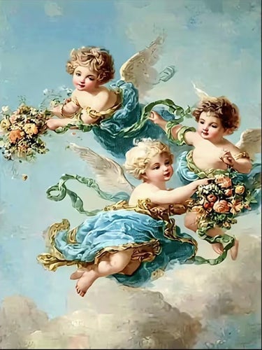 Cherubiner på canvas duk/20X30 cm/änglar/tavla/inredning/kristendom/religion/hem
