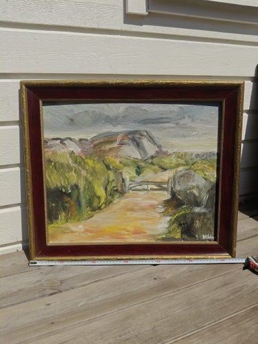 (W286) Oljemålning svenskt landskap signerad 55x65 cm