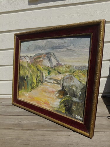 (W286) Oljemålning svenskt landskap signerad 55x65 cm