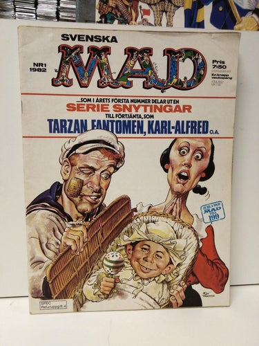 Svenska Mad 1982 nr 1 med poster Stolmannen Djungel-Morzan Lucke Tok .... Good+