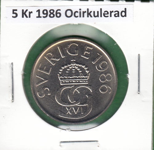 5 KR 1986 Ocirkulerad från Riksbankrulle
