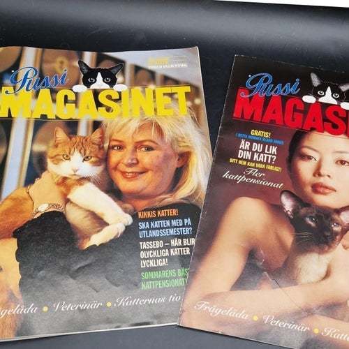 2 nummer katt tidningar Pussi Magasinet Nr 5 Våren 1996 & Nr 3 Hösten 1995