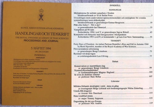 Militärt samarbete i Norden, värnplikt m.m. (Krigsvet 5/1994)