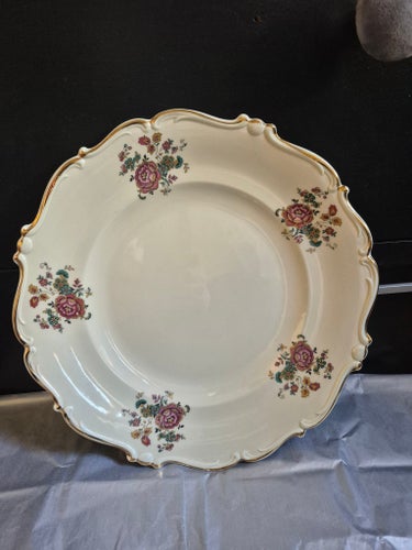 Serveringsfat med blommor och guldkant Vintage