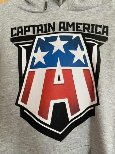 NY - Captain America Marvel Red Stripe Huvtröja Luvtröja Tröja Marvel grå hoodie