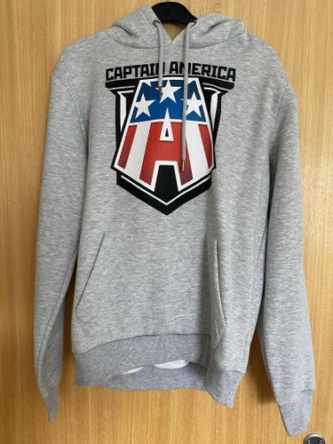 NY - Captain America Marvel Red Stripe Huvtröja Luvtröja Tröja Marvel grå hoodie