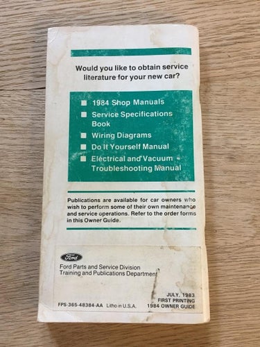1984 Mercury Cougar Owner Guide