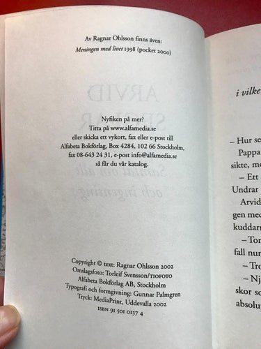 ARVID SEGLAR Sjöliv och filosofi Ragnar Ohlsson 2002