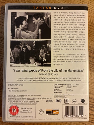 DVD - Tartan - Från Marionetternas Liv - Ingmar Bergman