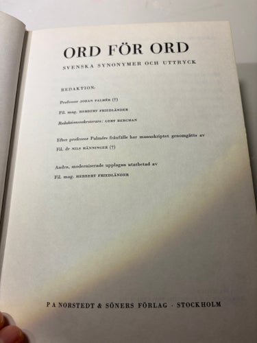 ORD FÖR ORD - Svenska synonymer och uttryck