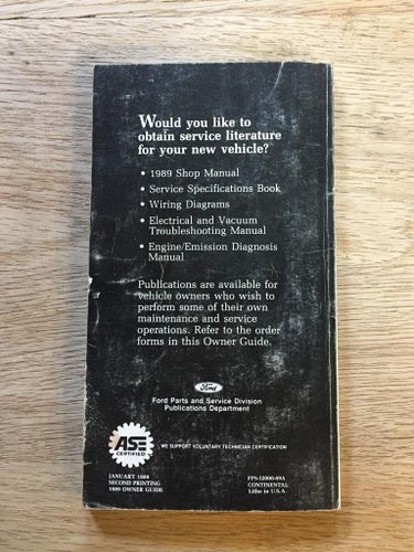 1989 Lincoln Continental Owner Guide