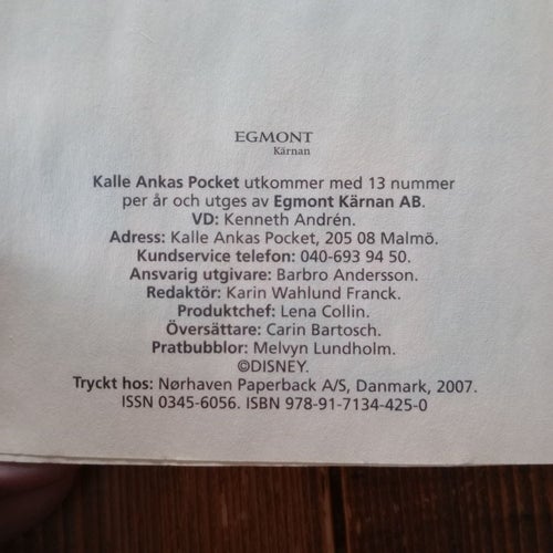 Kalle Ankas Pocket Nr 340 2007