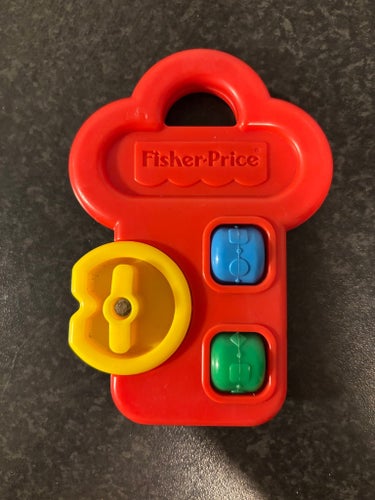 Baby Bebis retro leksak Fisher Price röd nyckel med rörliga detaljer