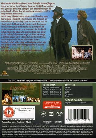 Carrington (1995) Christopher Hampton med Emma Thompson och Jonathan Pryce.