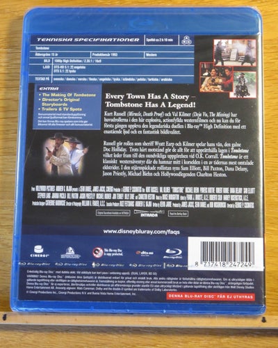 Tombstone Kurt Russell Bluray Ny & Inplastad!