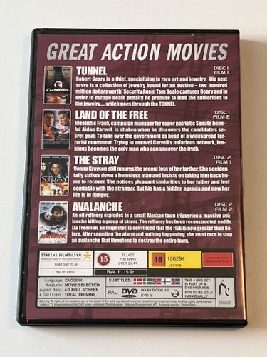Great action movies (4 great movies on 2 DVD's). Beg. DVD