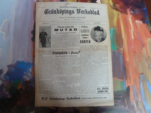GRÖNKÖPINGS VECKOBLAD, 1956 JULI 6, TIDNING