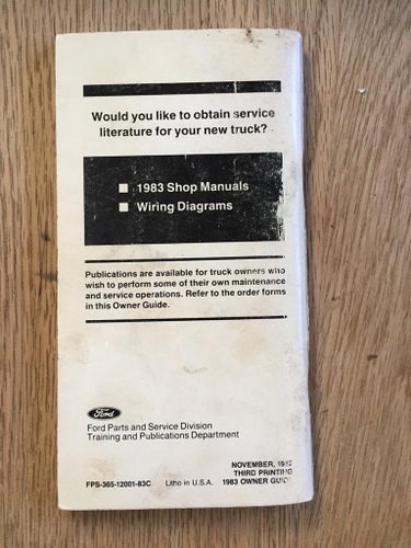 1983 Ford Truck Owner Guide Ranger