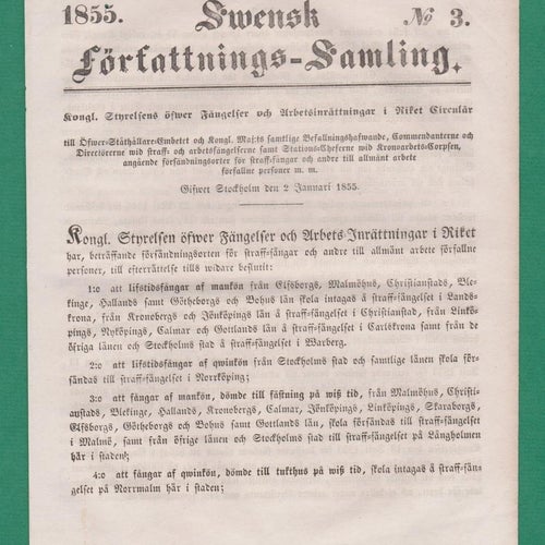 SFS 1855-3 Försändningsorter för straff-fångar