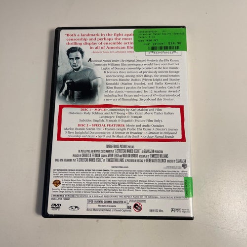 DVD - a Streetcar Named Desire. 2 disc special Edition. Marlon Brando Vivien