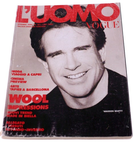 L'Uomo Vogue Italia men's magazine-No. 211-October 1990-Warren Beatty cover