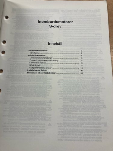 Installation Inombordsmotorer S-drev av Volvo Penta, 2002