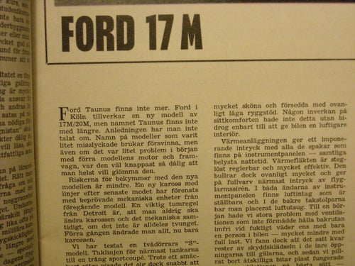 test av nya Ford 17M 1700S från 1967