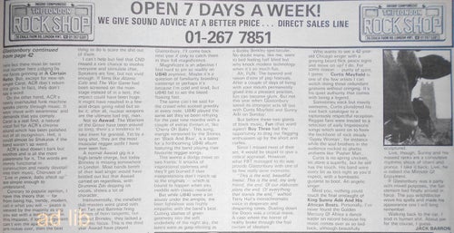 GLASTONBURY CND FESTIVAL '83, TIDNINGSARTIKEL 1983