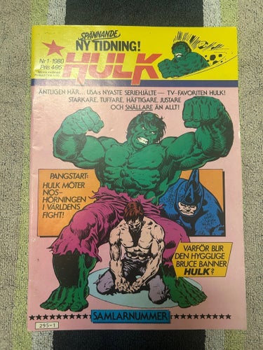 Samlarexemplar - Hulk Nr 1 1980, svenska utgåvan i Mint Condition