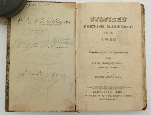 Sylfiden poetisk kalender för år 1840 af euphropsyne och dahlgren jemte fyra sån