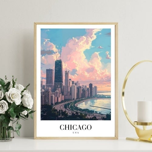 Chicago Reseaffisch – USA Stadsposter | Fotopapper Luster 260g | 50×70 cm