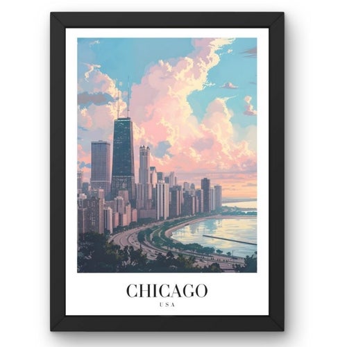 Chicago Reseaffisch – USA Stadsposter | Fotopapper Luster 260g | 50×70 cm