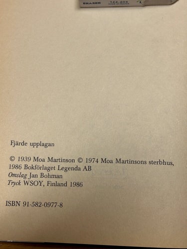 Kungens rosor av Moa Martinson. Bok. Very Fine