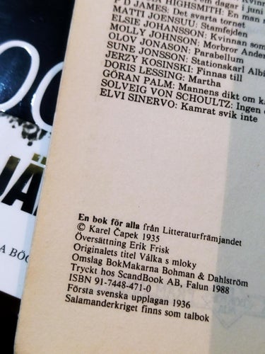 Salamander kriget av Karel Čapek. bok, pocket. Very Good plus