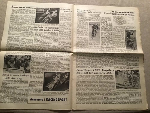 RACINGSPORT NR 20 1966 KARLSKOGA,SPEEDWAY,MOTOCROSS,VINGÅKER,BAN SM BENGTSFORS