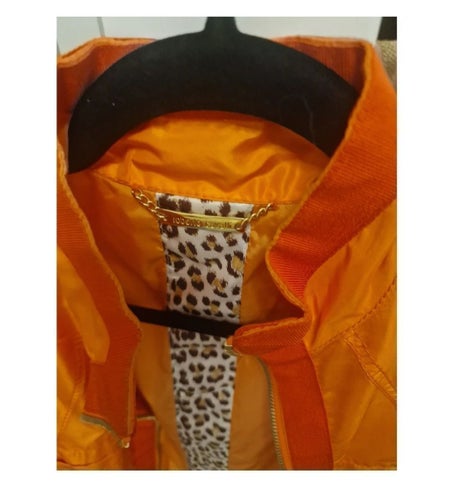 Exklusiv Roberto Cavalli orange sommarjacka – unik modell, som ny, strl 42