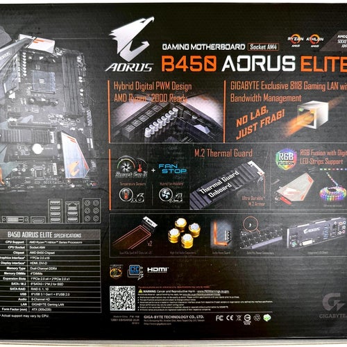 AMD Moderkort Gigabyte AORUS Elite B450 GAMING Socket AM4 NY